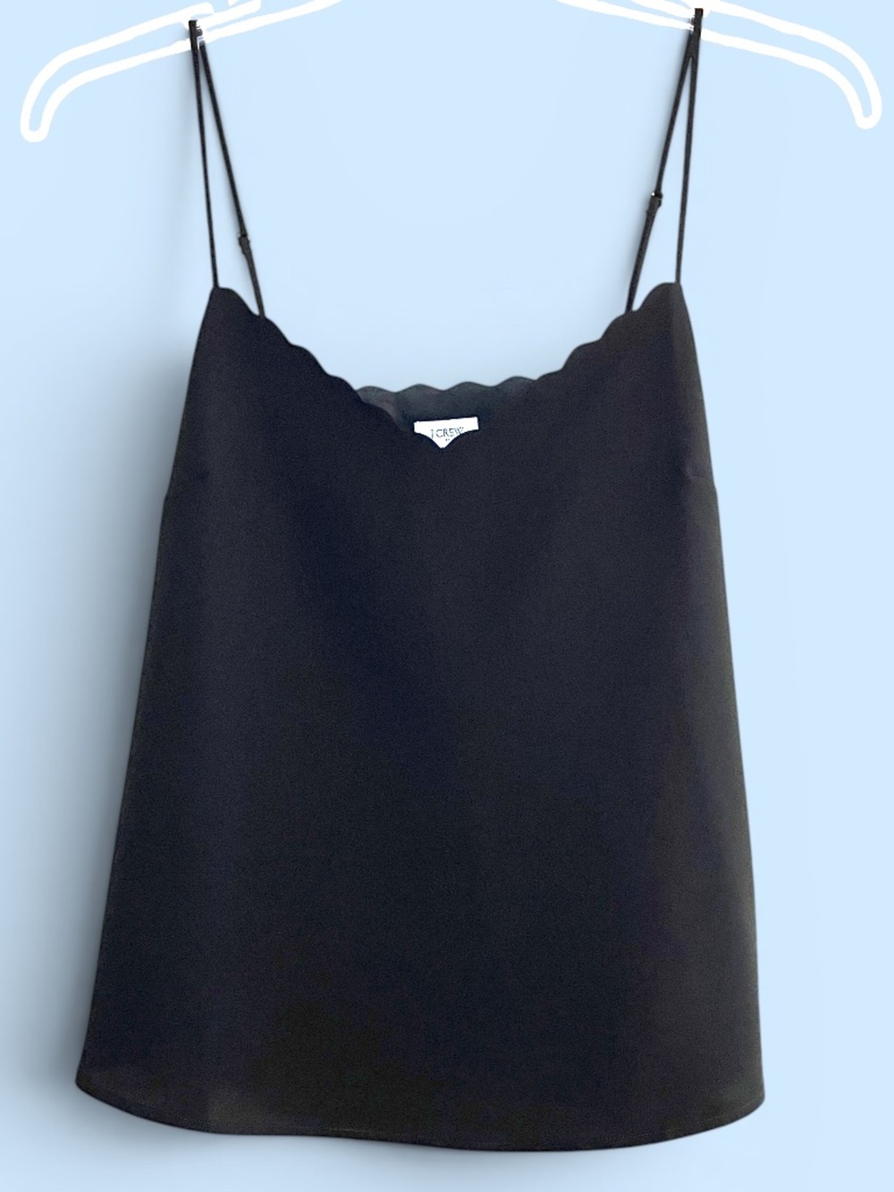 J. Crew Factory Black Scalloped Edge Poly Crepe Top Size 10